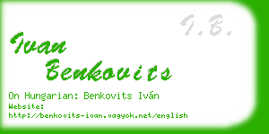 ivan benkovits business card